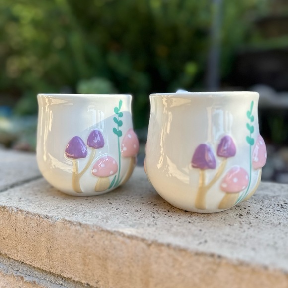 Lang pastel mushroom mugs set of 2 retro vintage new HTF viral tik tok - Picture 10 of 14